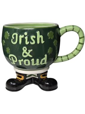 "Bella Casa By Ganz" "Irish & Proud" Figural Style Mug With Feet